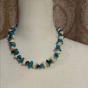 Blue and White Beaded Necklace